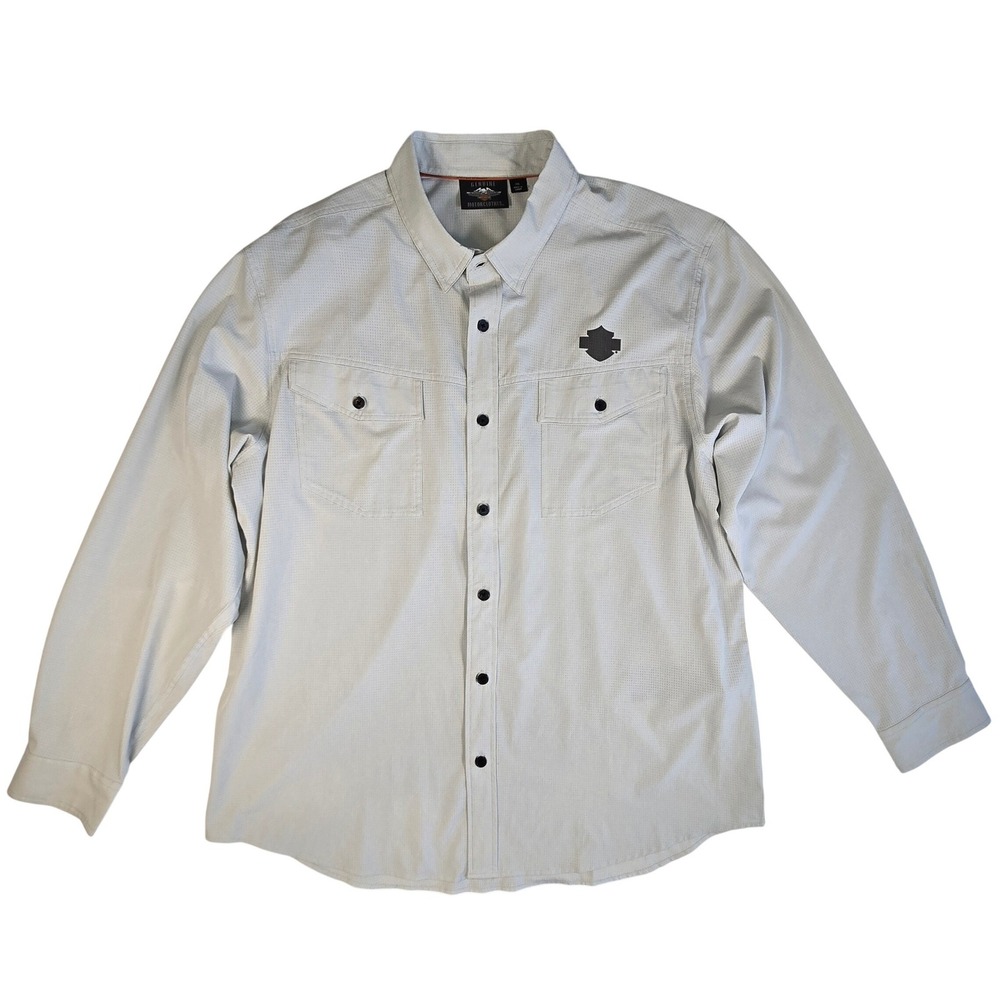 Harley-Davidson Men's Performance Micro-Perf Long Sleeve Shirt Gray Size 2XL